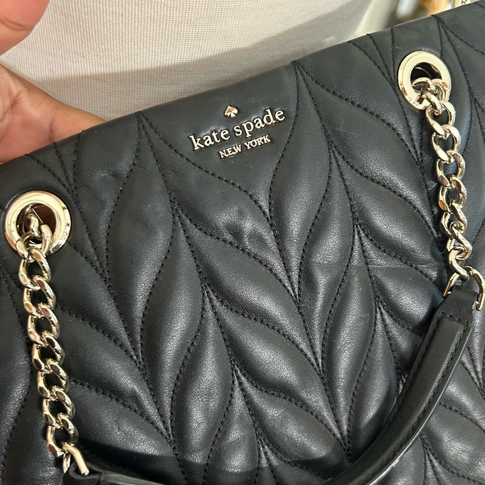 Kate Spade Black Quilted Shoulder Bag with Gold Chain